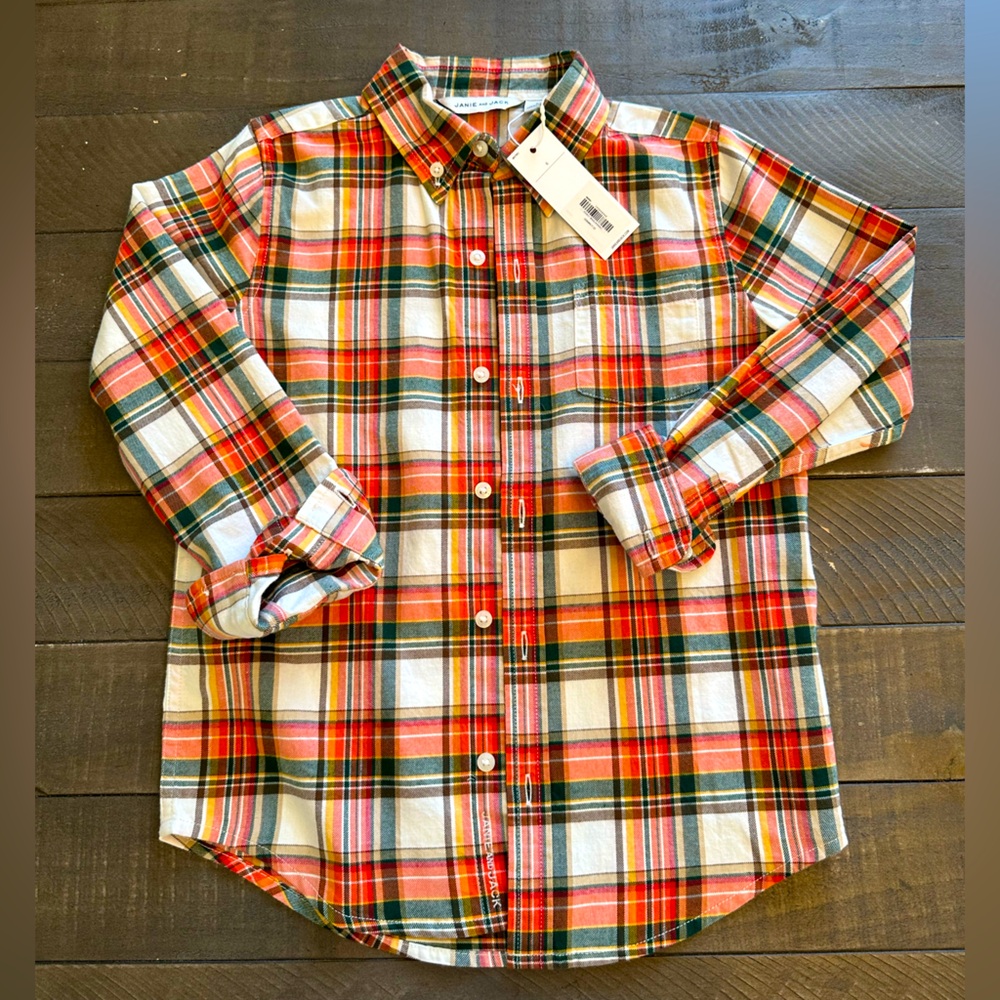 NWT JANIE and JACK Tartan Flannel shirt